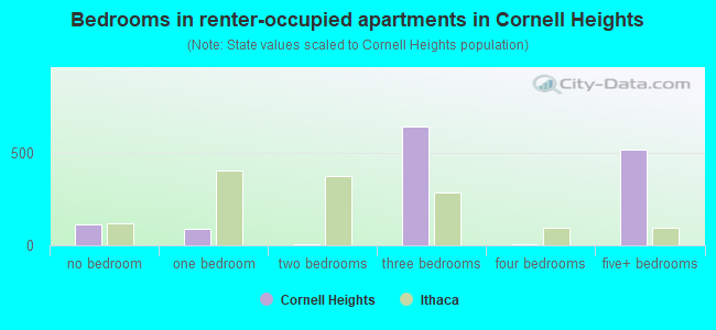 Bedrooms in renter-occupied apartments in Cornell Heights
