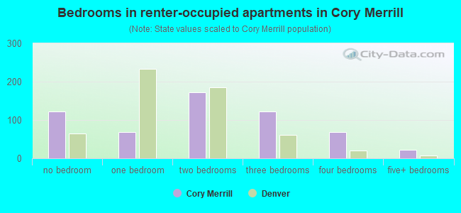 Bedrooms in renter-occupied apartments in Cory Merrill