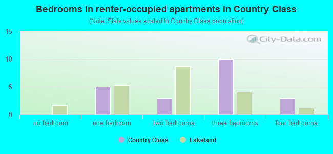 Bedrooms in renter-occupied apartments in Country Class