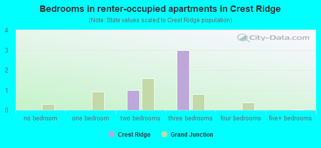 Bedrooms in renter-occupied apartments in Crest Ridge