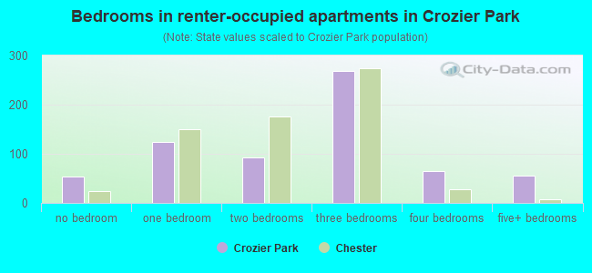 Bedrooms in renter-occupied apartments in Crozier Park