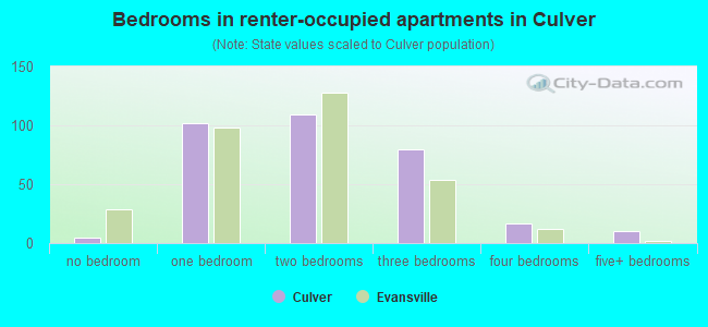 Bedrooms in renter-occupied apartments in Culver