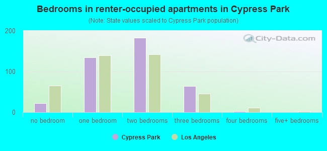 Bedrooms in renter-occupied apartments in Cypress Park