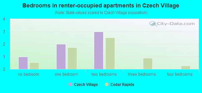 Bedrooms in renter-occupied apartments in Czech Village