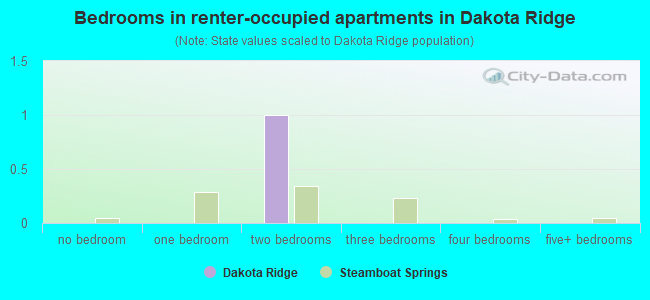 Bedrooms in renter-occupied apartments in Dakota Ridge