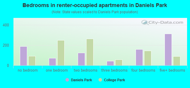 Bedrooms in renter-occupied apartments in Daniels Park