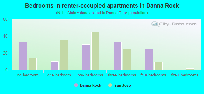 Bedrooms in renter-occupied apartments in Danna Rock