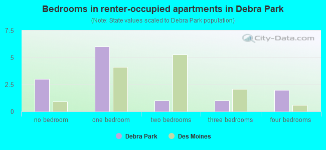 Bedrooms in renter-occupied apartments in Debra Park