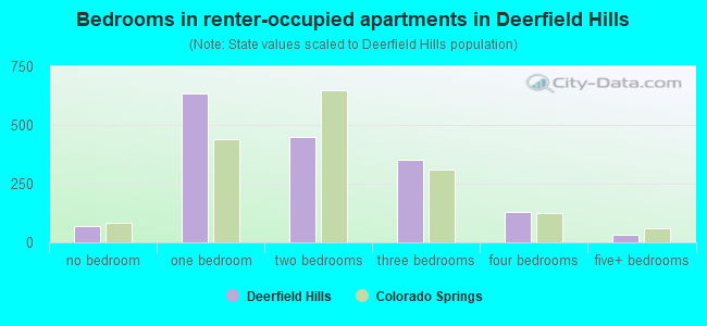 Bedrooms in renter-occupied apartments in Deerfield Hills