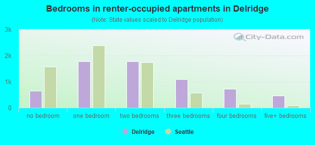 Bedrooms in renter-occupied apartments in Delridge