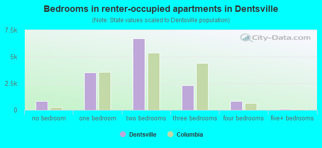 Bedrooms in renter-occupied apartments in Dentsville