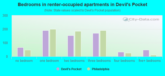 Bedrooms in renter-occupied apartments in Devil's Pocket