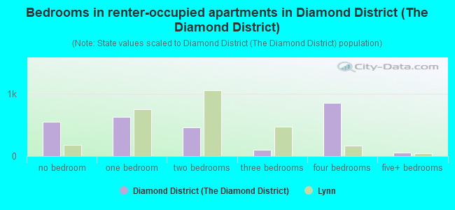 Bedrooms in renter-occupied apartments in Diamond District (The Diamond District)
