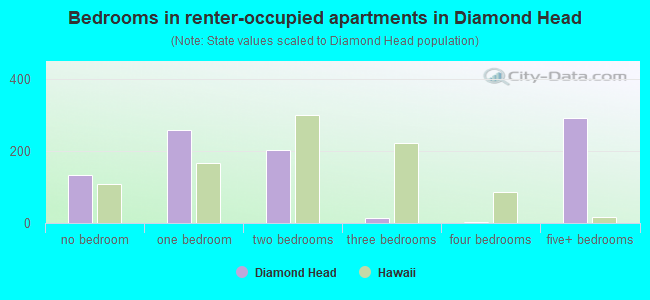 Bedrooms in renter-occupied apartments in Diamond Head