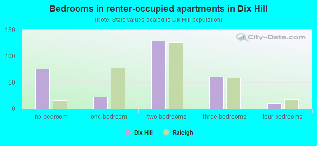 Bedrooms in renter-occupied apartments in Dix Hill