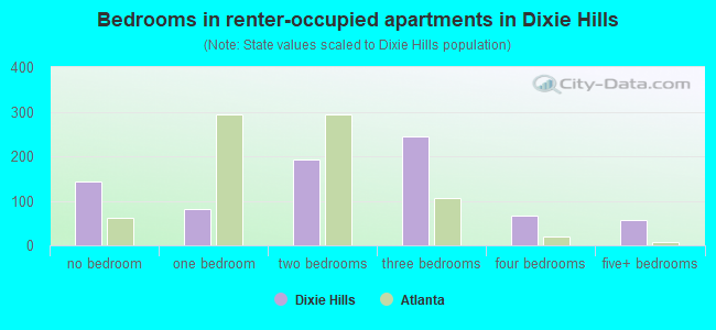 Bedrooms in renter-occupied apartments in Dixie Hills