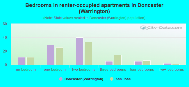 Bedrooms in renter-occupied apartments in Doncaster (Warrington)