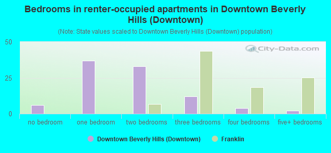 Bedrooms in renter-occupied apartments in Downtown Beverly Hills (Downtown)