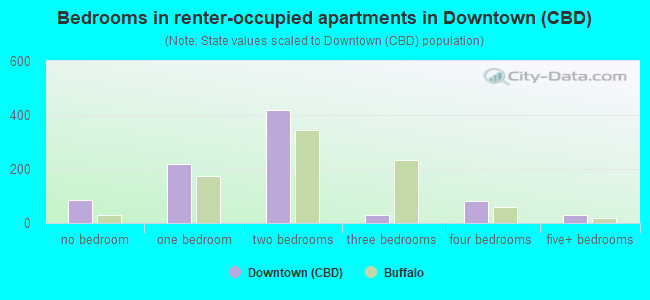 Bedrooms in renter-occupied apartments in Downtown (CBD)
