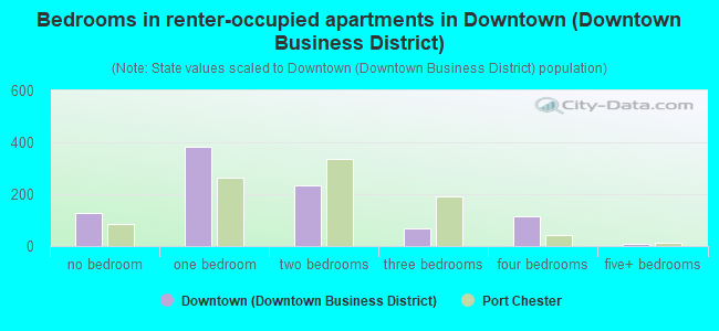 Bedrooms in renter-occupied apartments in Downtown (Downtown Business District)