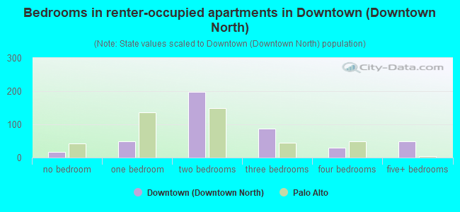 Bedrooms in renter-occupied apartments in Downtown (Downtown North)