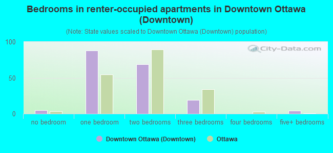 Bedrooms in renter-occupied apartments in Downtown Ottawa (Downtown)