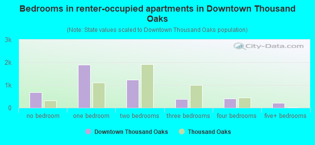 Bedrooms in renter-occupied apartments in Downtown Thousand Oaks