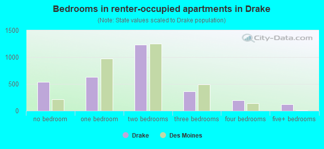 Bedrooms in renter-occupied apartments in Drake