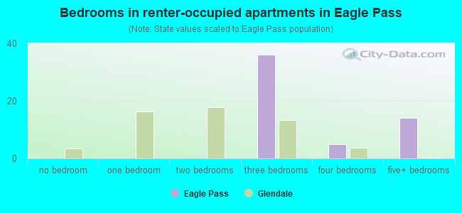 Bedrooms in renter-occupied apartments in Eagle Pass