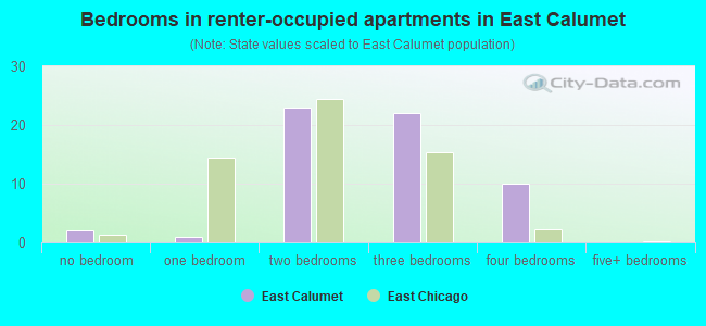 Bedrooms in renter-occupied apartments in East Calumet