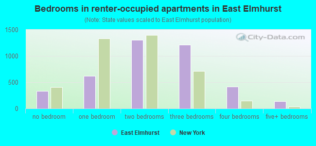 Bedrooms in renter-occupied apartments in East Elmhurst