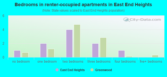 Bedrooms in renter-occupied apartments in East End Heights