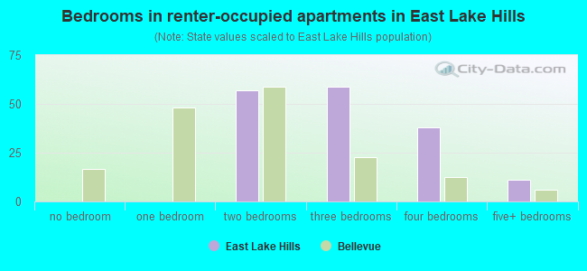 Bedrooms in renter-occupied apartments in East Lake Hills