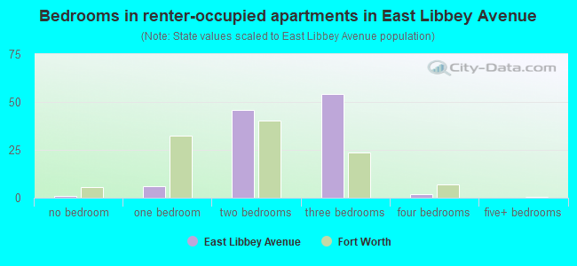 Bedrooms in renter-occupied apartments in East Libbey Avenue