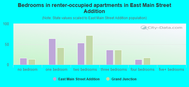 Bedrooms in renter-occupied apartments in East Main Street Addition