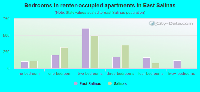 Bedrooms in renter-occupied apartments in East Salinas