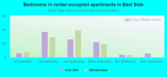 Bedrooms in renter-occupied apartments in East Side