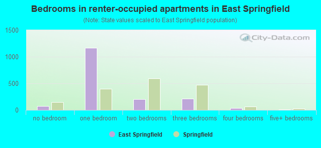 Bedrooms in renter-occupied apartments in East Springfield