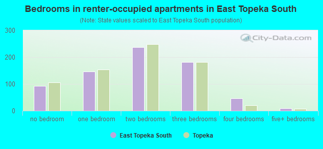 Bedrooms in renter-occupied apartments in East Topeka South