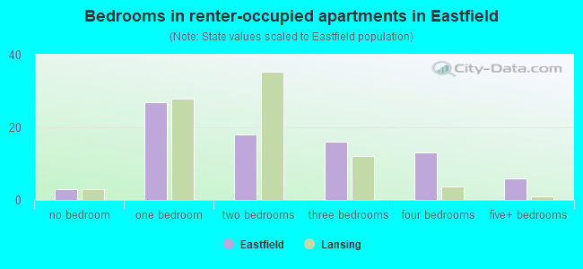 Bedrooms in renter-occupied apartments in Eastfield