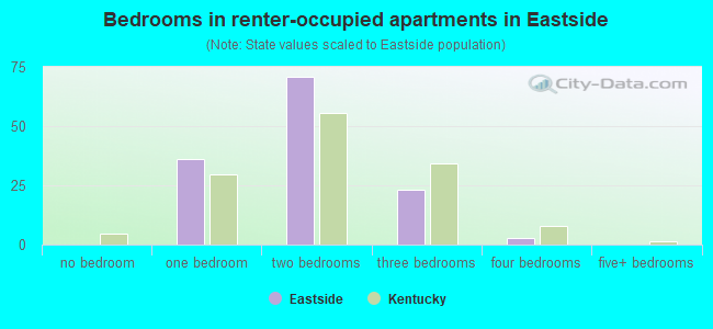 Bedrooms in renter-occupied apartments in Eastside
