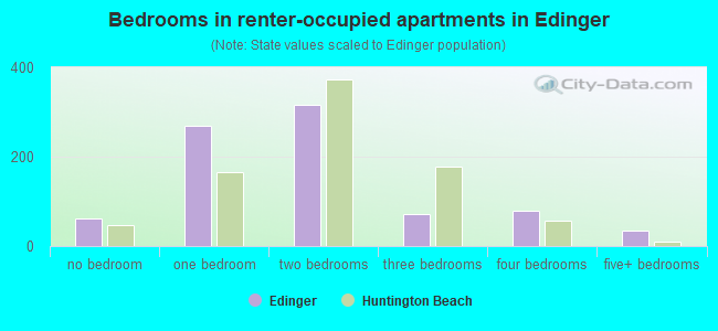 Bedrooms in renter-occupied apartments in Edinger