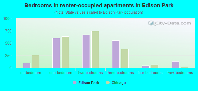 Bedrooms in renter-occupied apartments in Edison Park