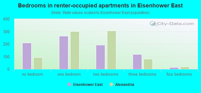 Bedrooms in renter-occupied apartments in Eisenhower East