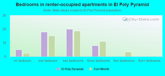 Bedrooms in renter-occupied apartments in El Poly Pyramid