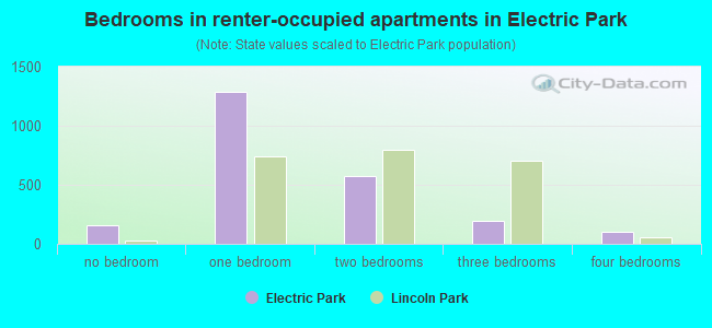 Bedrooms in renter-occupied apartments in Electric Park