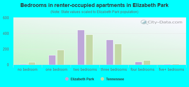 Bedrooms in renter-occupied apartments in Elizabeth Park