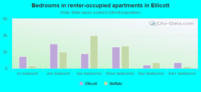 Bedrooms in renter-occupied apartments in Ellicott