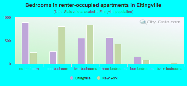 Bedrooms in renter-occupied apartments in Eltingville