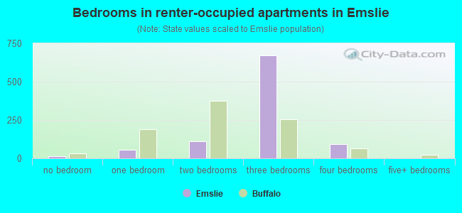 Bedrooms in renter-occupied apartments in Emslie